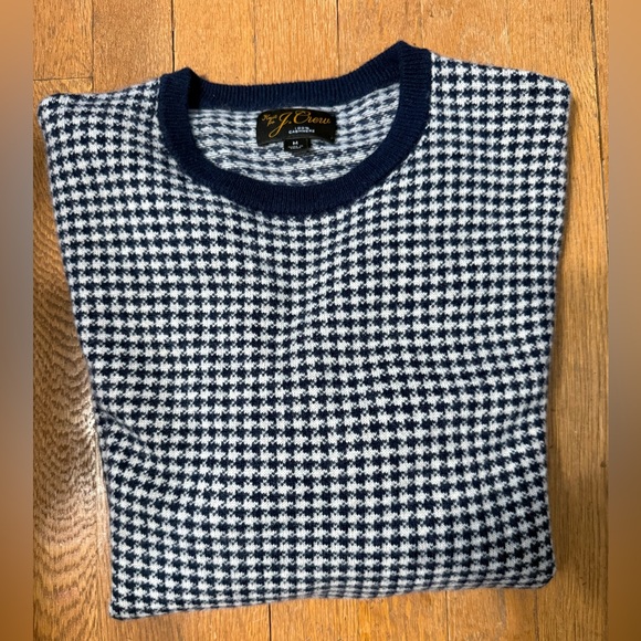 J. Crew Men´s Houndstooth Navy and White Crewneck...